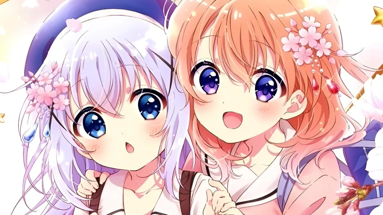 Visual teaser oficial de la película de Gochuumon wa Usagi desu ka? ilustrado por Akane Yano.