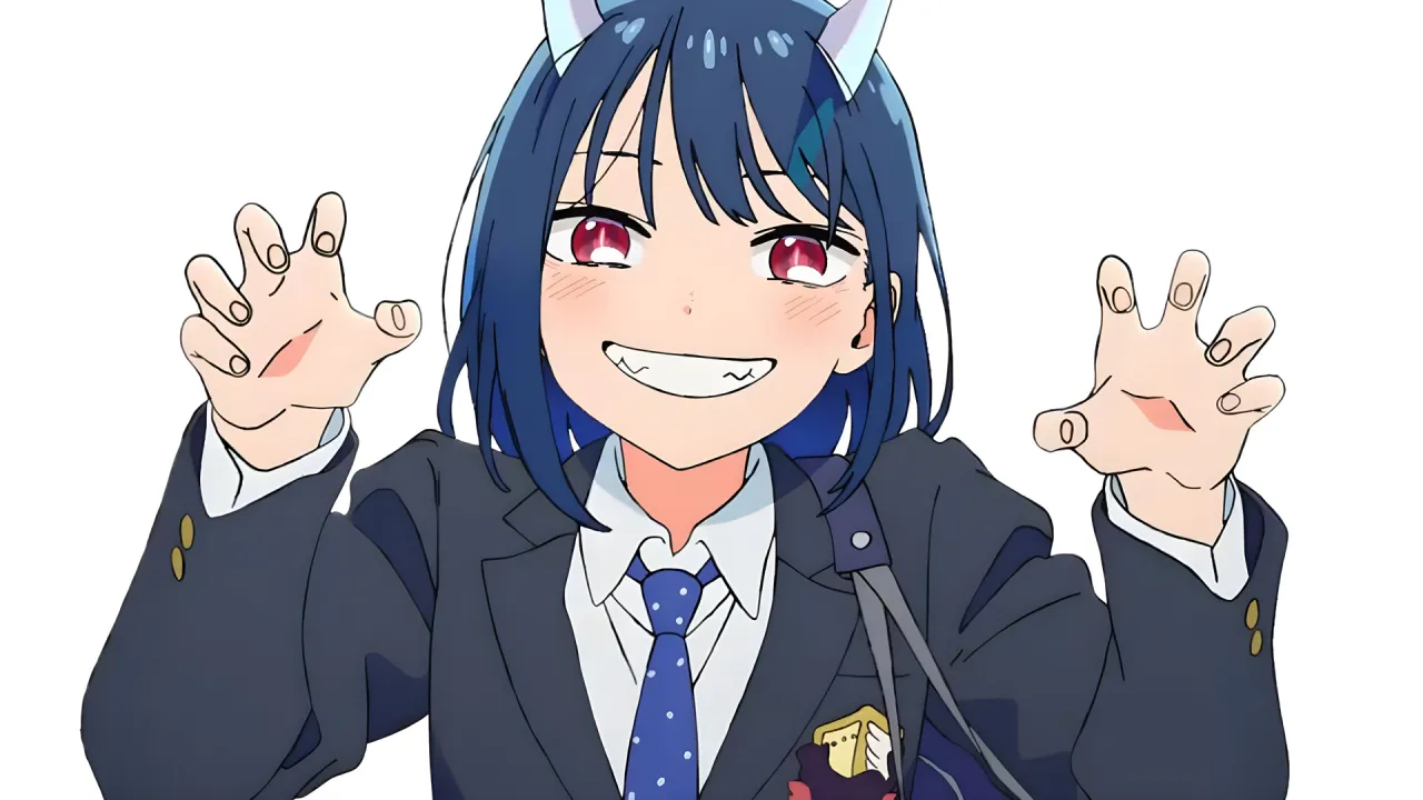 Ilustración promocional de Ruri Aoki, protagonista de Ruri Dragon, mostrando sus cuernos