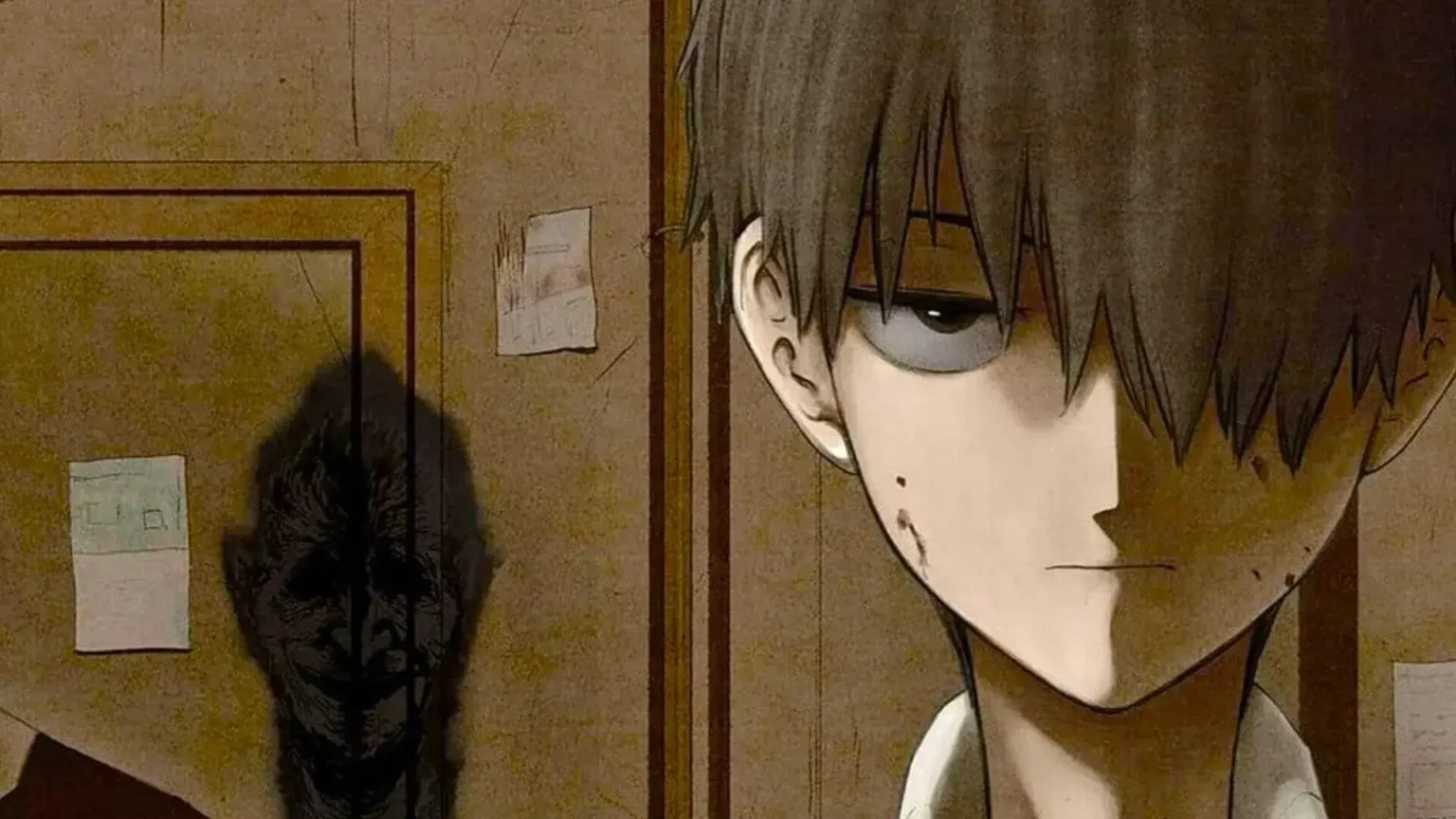 Ilustración atmosférica y tensa del webtoon thriller Bastard