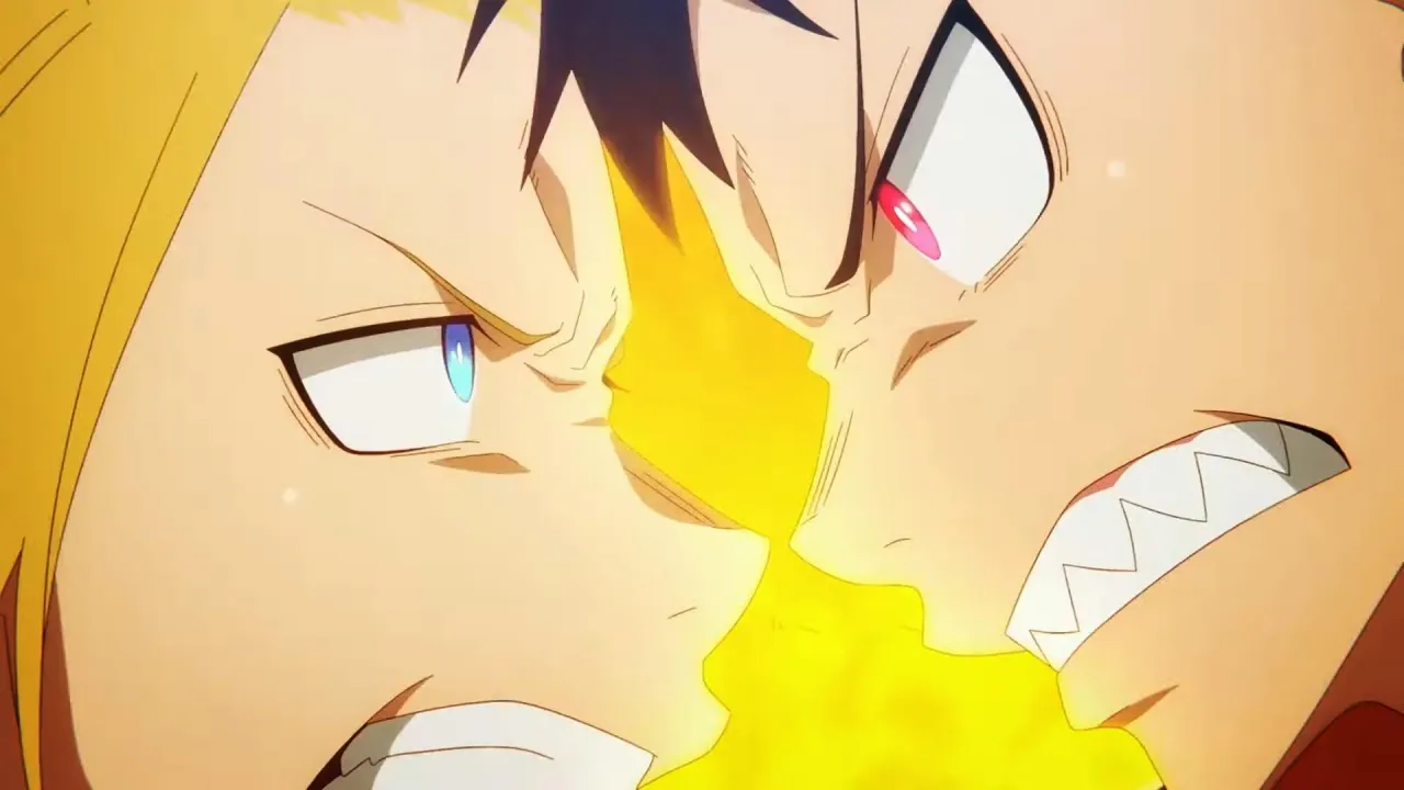 Personajes principales de Fire Force discutiendo