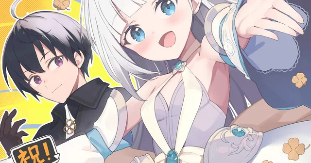 Ilustración oficial de Makoto Takatsuki y la diosa Noah para el anime Full Clearing Another World