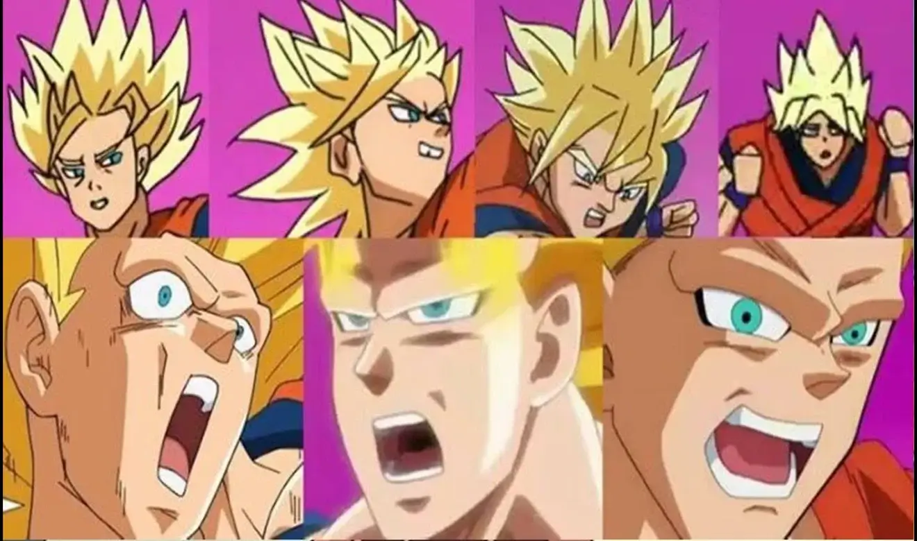 Collage de fotogramas de Dragon Ball Super episodio 5 mostrando la polémica mala animación de Goku y otros personajes