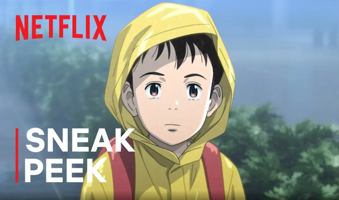 Primer plano de un niño con chubasquero amarillo en un adelanto del anime Pluto de ciencia ficción y misterio en Netflix