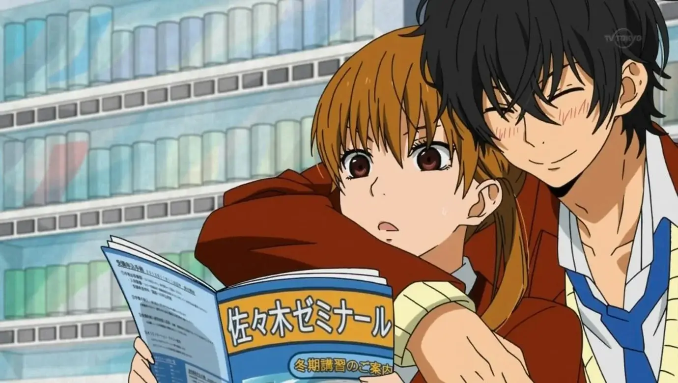Haru abrazando a Shizuku en un momento de vulnerabilidad en My Little Monster