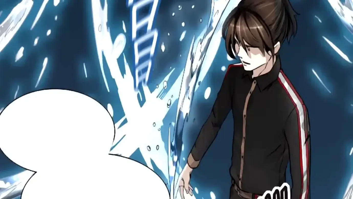 Bam en el anime de Tower of God concentrando Shinsu azul en su mano