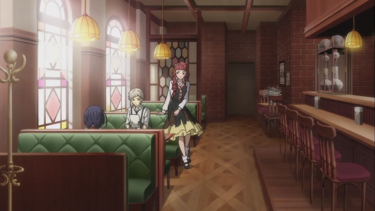 Interior del café de estilo retro portuario que aparece en Bungo Stray Dogs, inspiración visual de la colaboración temática Marine x Retro del Cafe Fan Base en Yokohama
