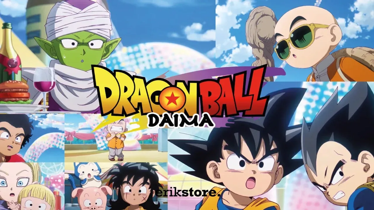 Collage promocional de Dragon Ball Daima con Goku, Vegeta, Piccolo y otros personajes en versión chibi