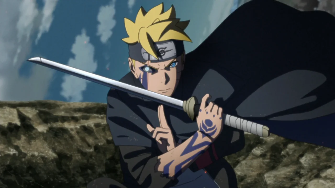 Boruto Uzumaki con el Sello del Karma Kāma en la mano