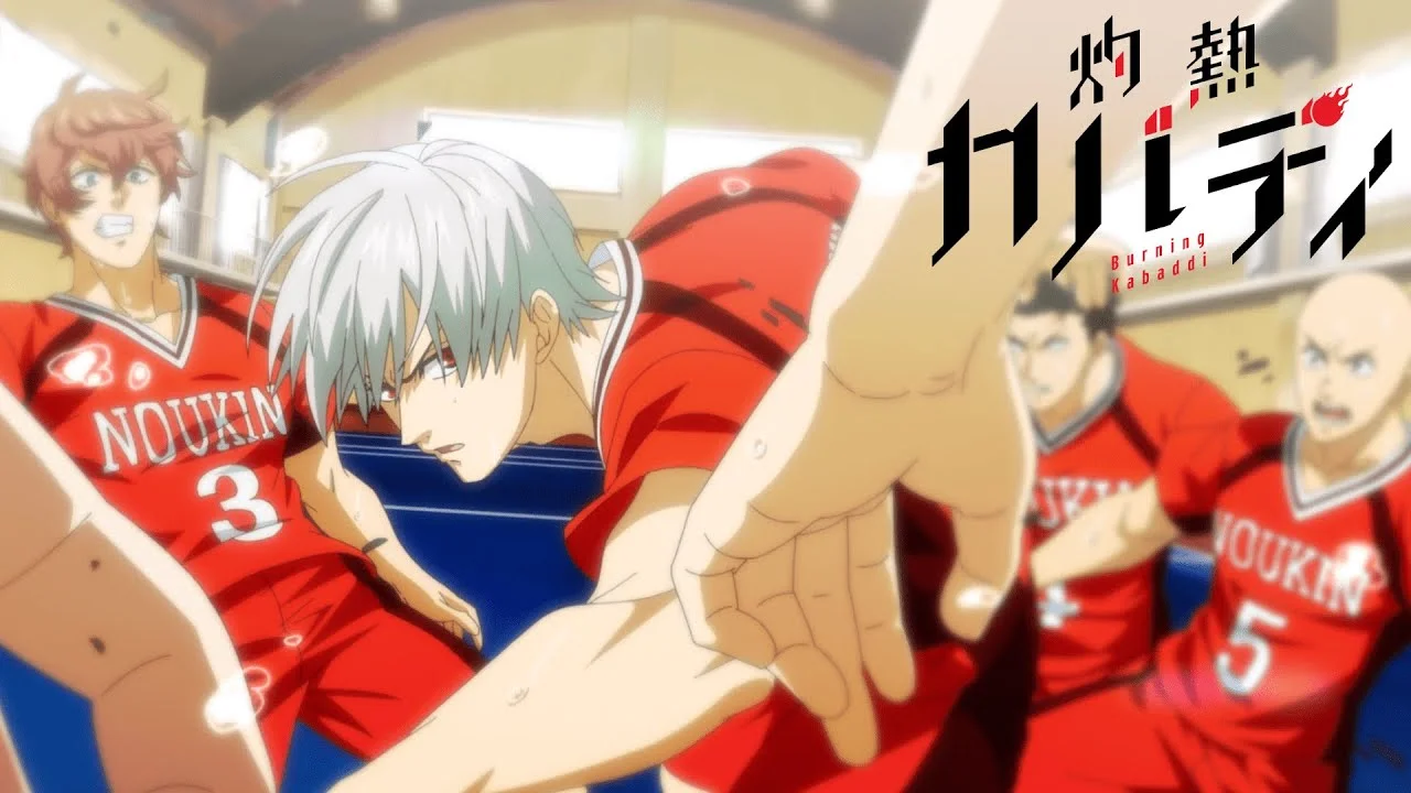Escena de acción del anime Burning Kabaddi con jugadores en el tatami