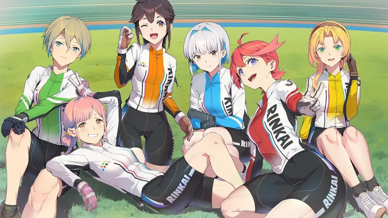 Las ciclistas protagonistas de Rinkai con sus uniformes de keirin femenino