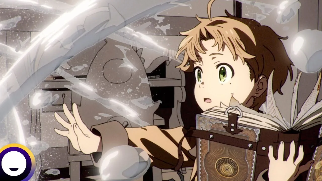 Rudeus Greyrat de niño lanzando su primer gran hechizo de magia en Mushoku Tensei