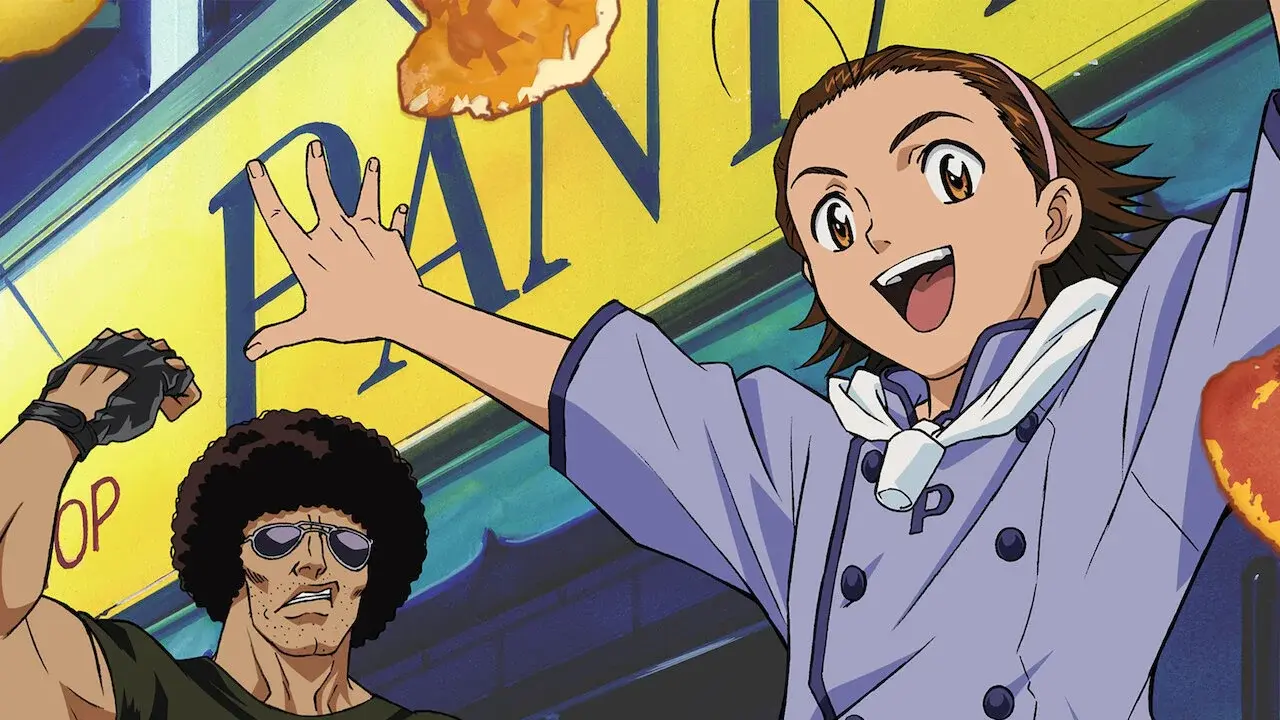 Kazuma Azuma celebrando junto a otro personaje en el anime Yakitate!! Japan
