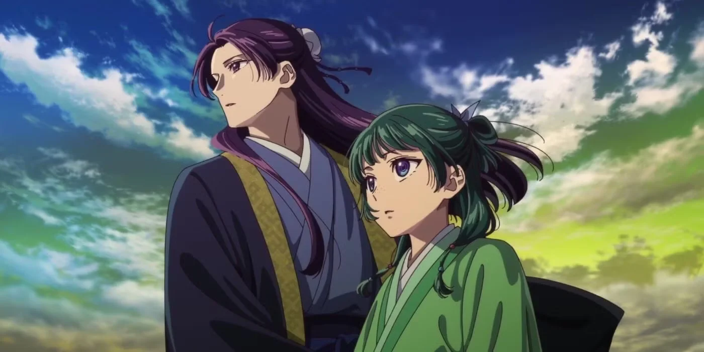 Maomao y Jinshi mirando el horizonte en Los Diarios de la Boticaria Temporada 3