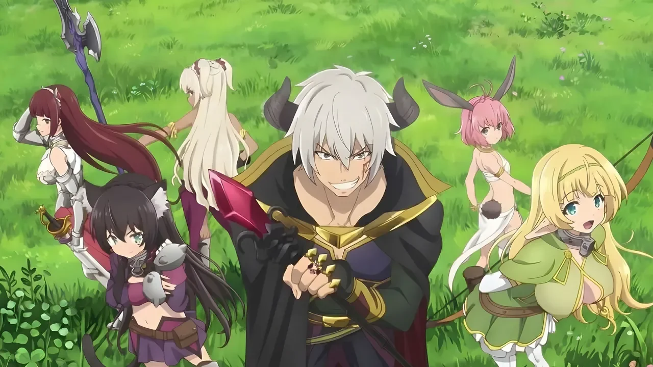 Diablo y el elenco principal en arte promocional de How Not to Summon a Demon Lord Temporada 3