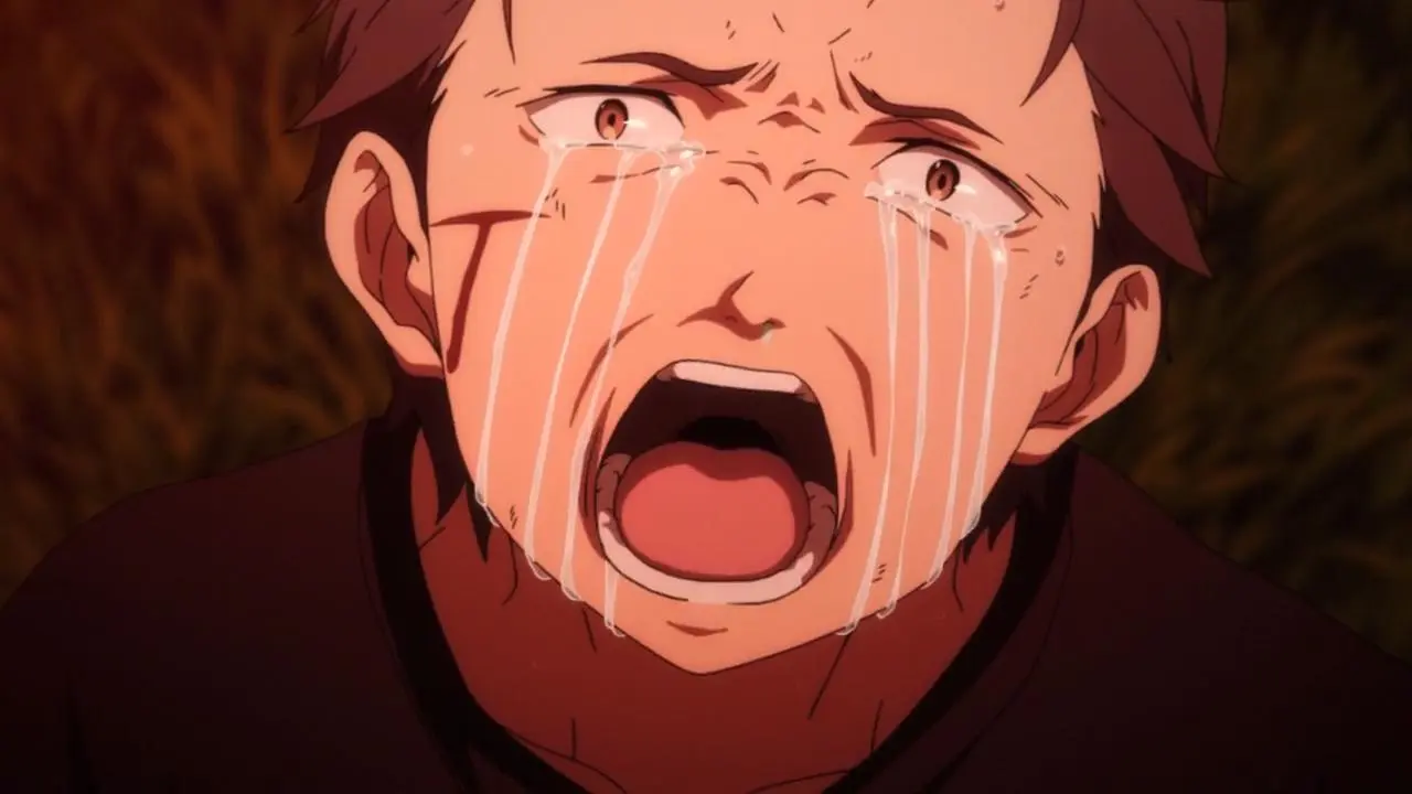 Subaru llorando en el anime de Re:Zero