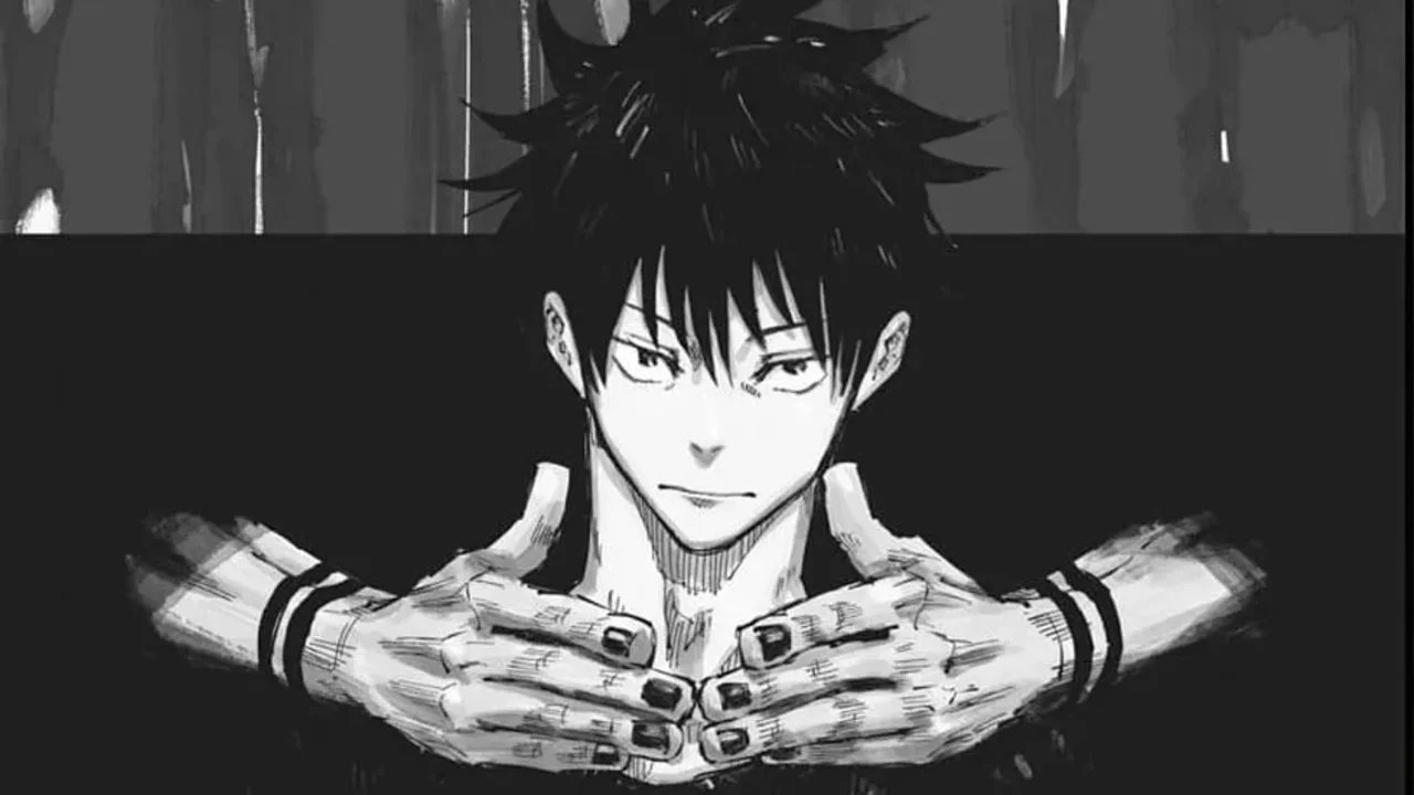 Sukuna tomando el control del cuerpo de Megumi Fushiguro mediante la Técnica de las Diez Sombras en Jujutsu Kaisen