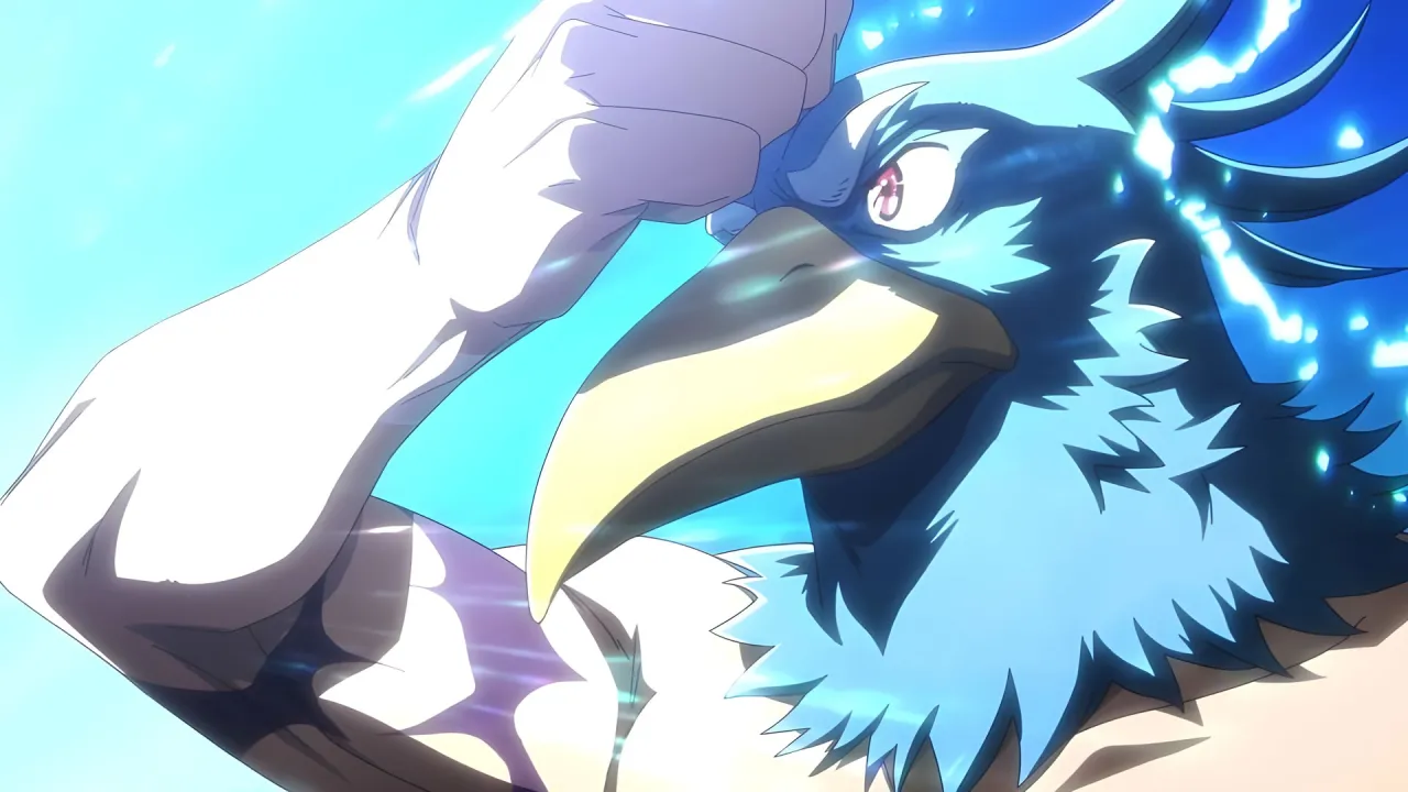Sunraku enfrentando a un jefe gigante en Shangri-La Frontier