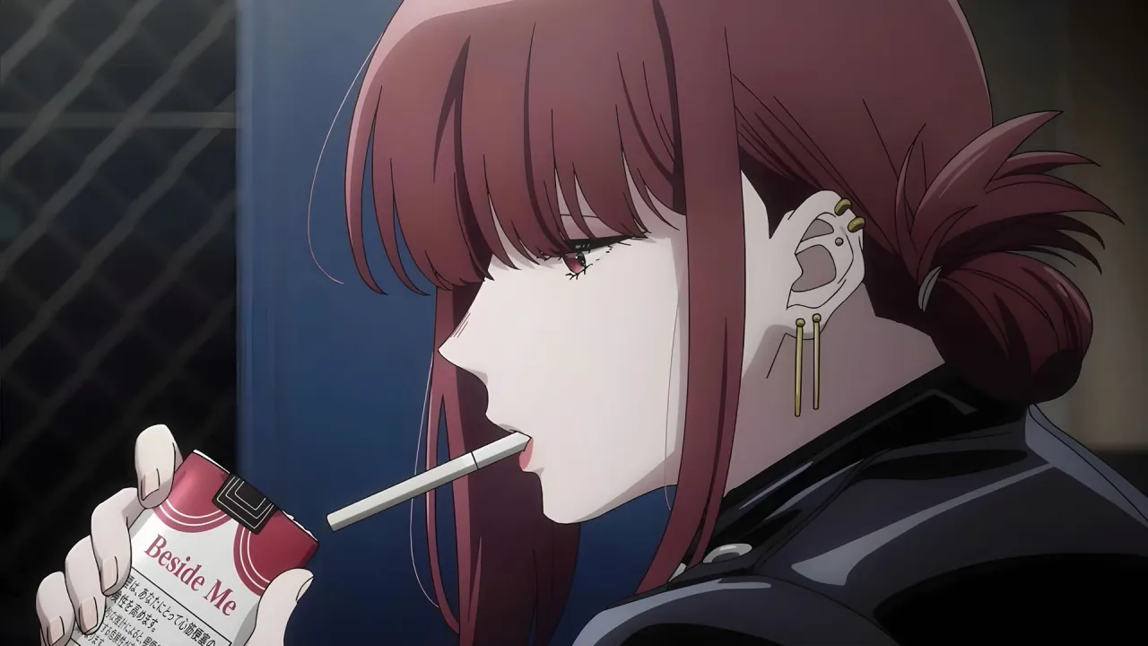 Protagonista femenina encendiendo un cigarrillo en Smoking Behind the Supermarket With You, anime verano 2026