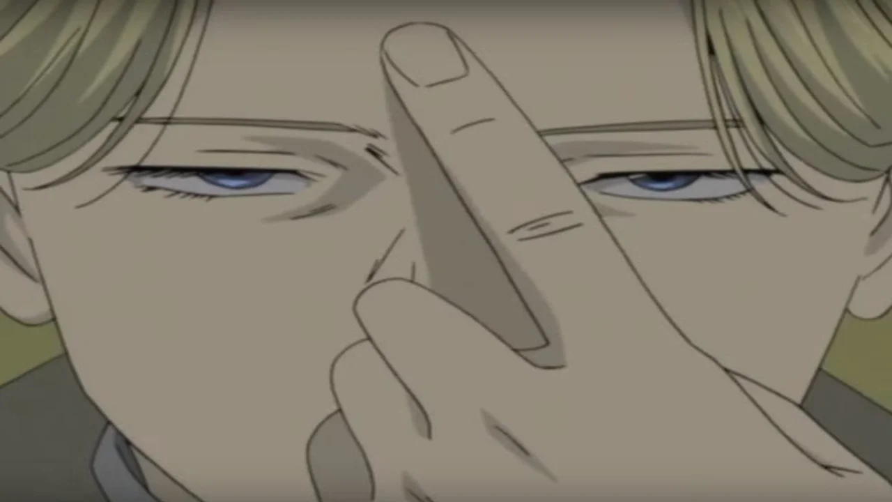 Johan Liebert con la mirada fría en el anime Monster, escena del clímax en Ruhenheim