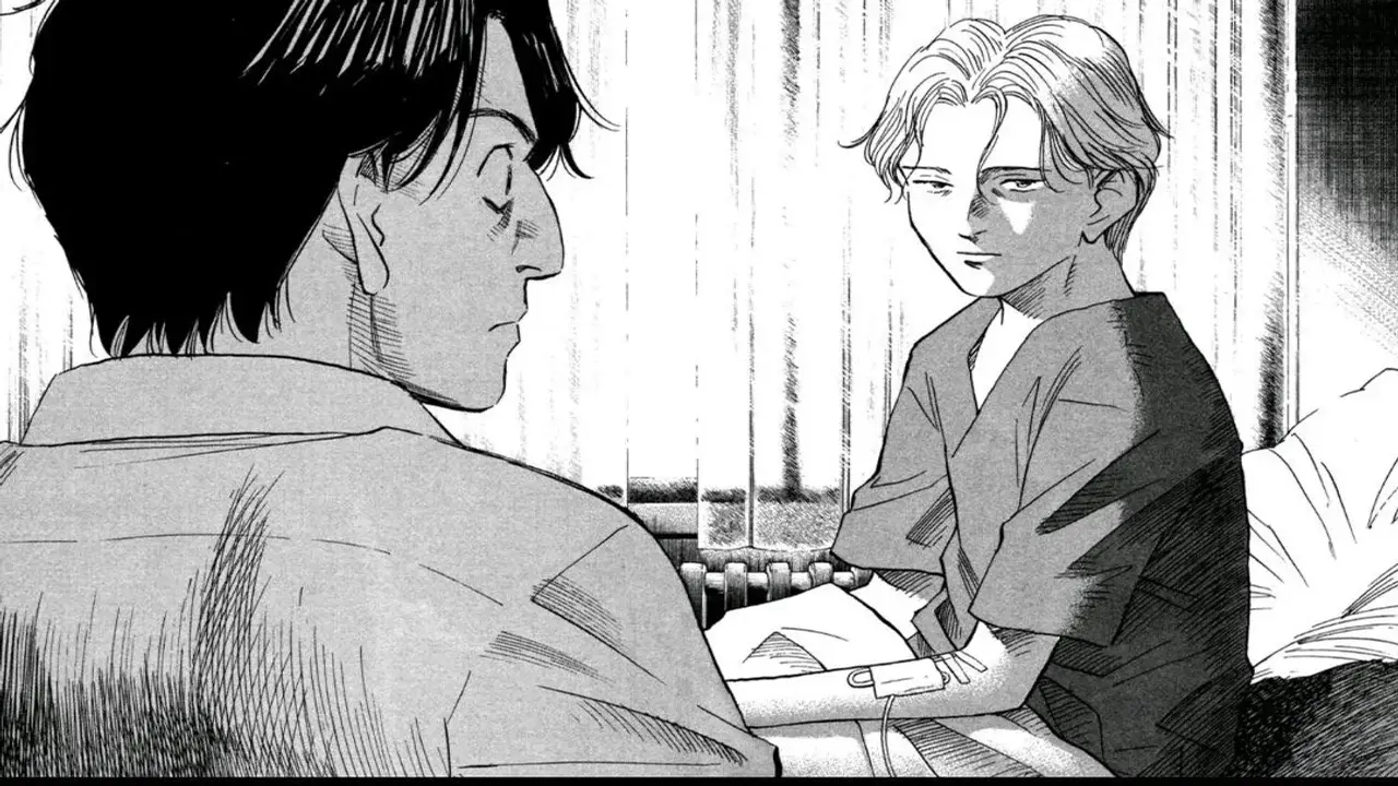 Johan Liebert despierta y habla con Tenma en la escena final del manga Monster de Naoki Urasawa