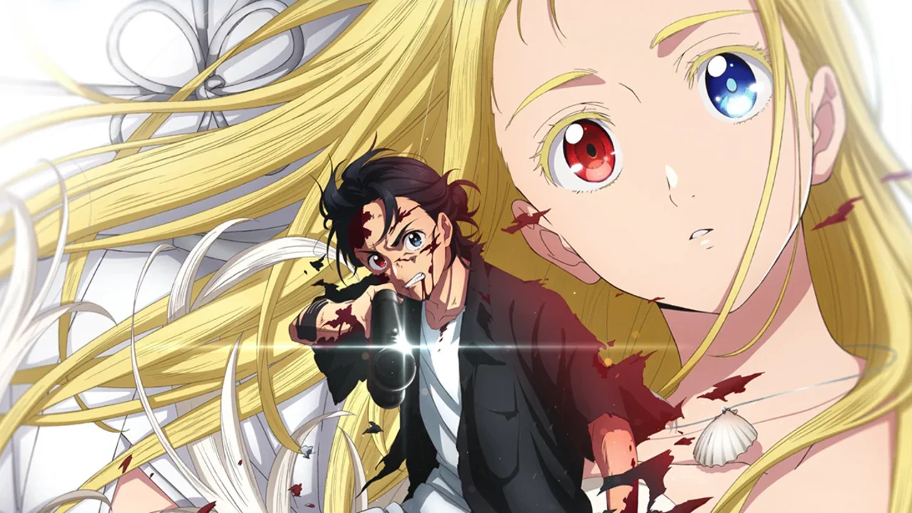 Escena de acción con protagonista y personaje rubio en Summertime Rendering