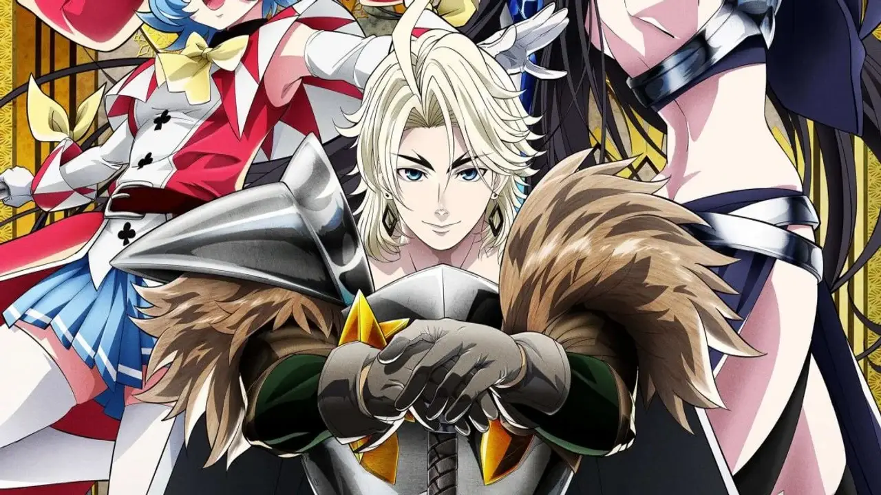 Arte promocional de The Exiled Heavy Knight con Elma en armadura en el centro junto a Luce y otro personaje
