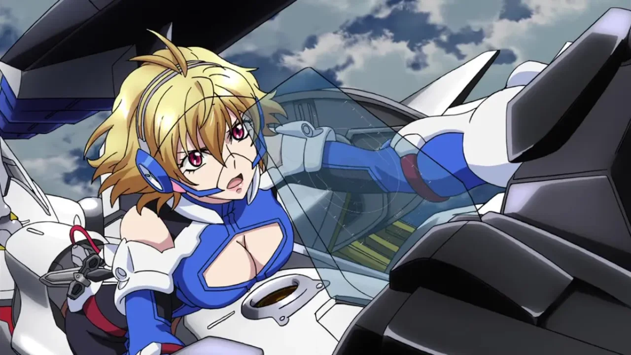 Ange pilotando el mecha Vilkiss en Cross Ange, anime de mechas y venganza femenina