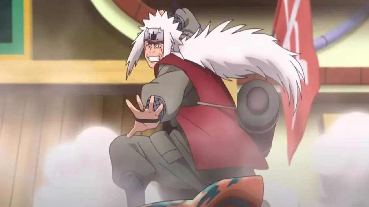 Jiraiya de Naruto en posición de combate, personaje protagonista de varios arcos de relleno en Naruto Shippuden