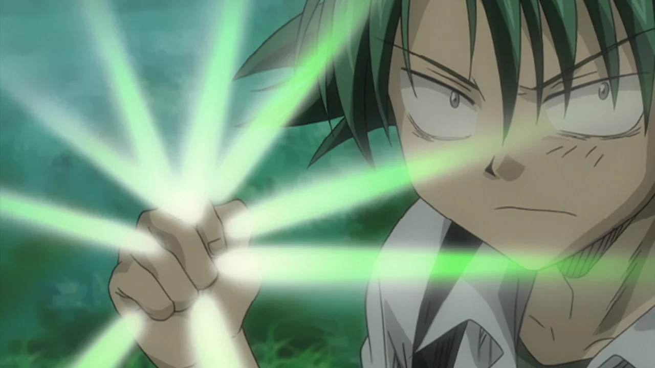 Kosuke Ueki transformando basura en árboles en The Law of Ueki