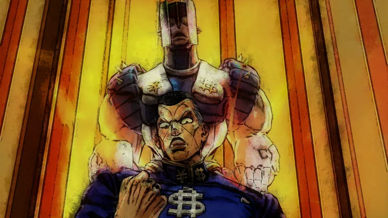 The Hand, el Stand de Okuyasu Nijimura borrando materia en JoJo's Bizarre Adventure