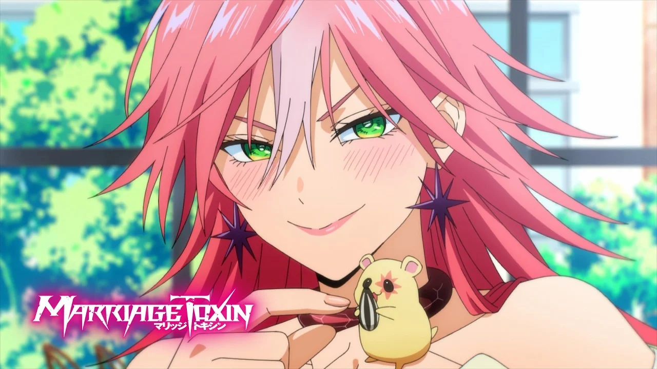 Arashiyama, la Maestra de los Hámsteres, sonriendo con su hámster en Marriagetoxin