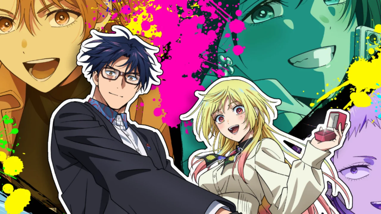 Personajes principales de Marriagetoxin en el póster oficial del anime de Bones