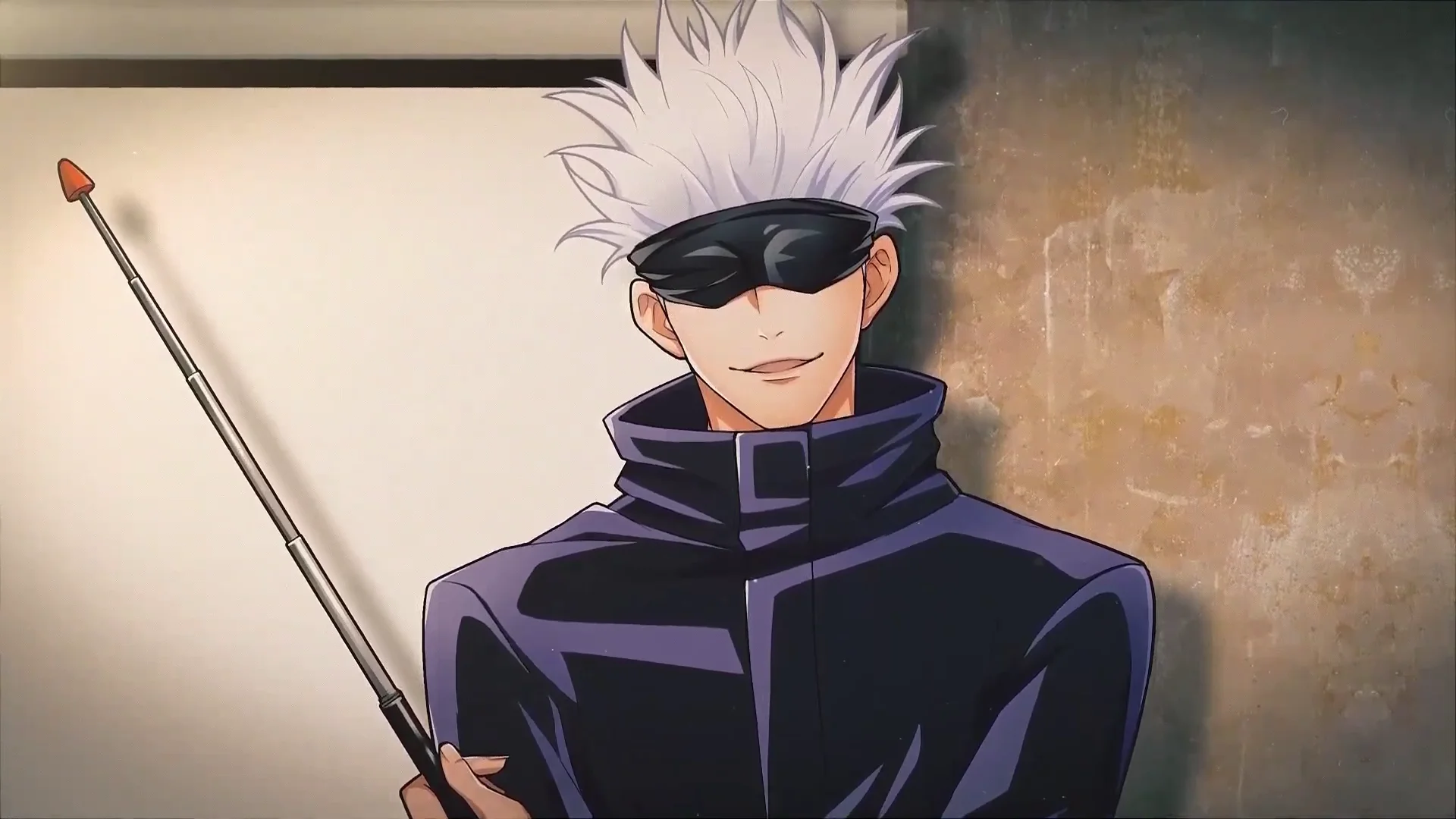 Satoru Gojo explicando cómo funciona la Energía Maldita en Jujutsu Kaisen con su característica venda negra