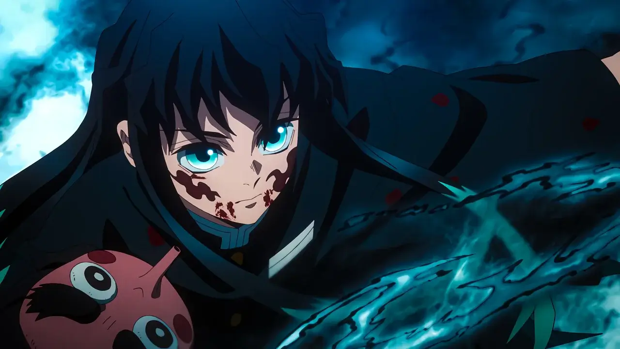 Muichiro Tokito luchando con la Marca del Cazador y la Respiración de la Niebla en Demon Slayer