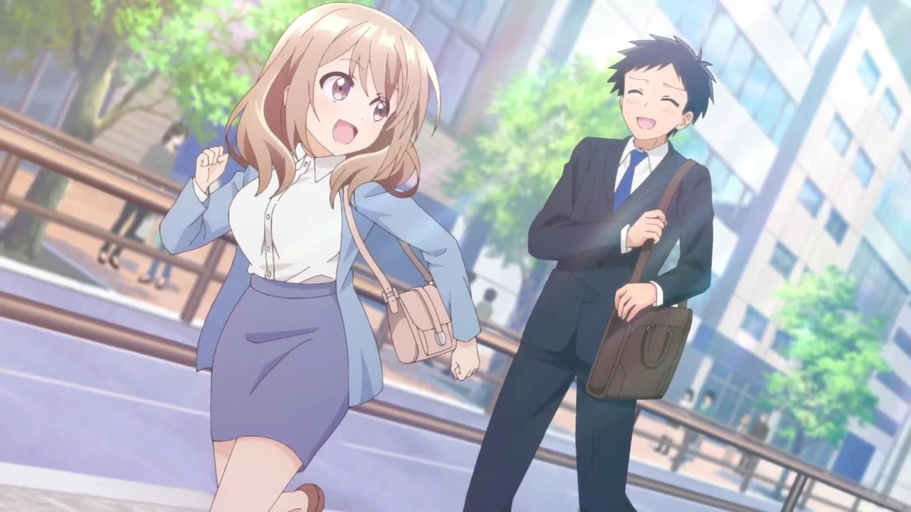 Shiori Katase y Takuma en My Tiny Senpai, el mejor anime fluff de oficina para reducir el estrés