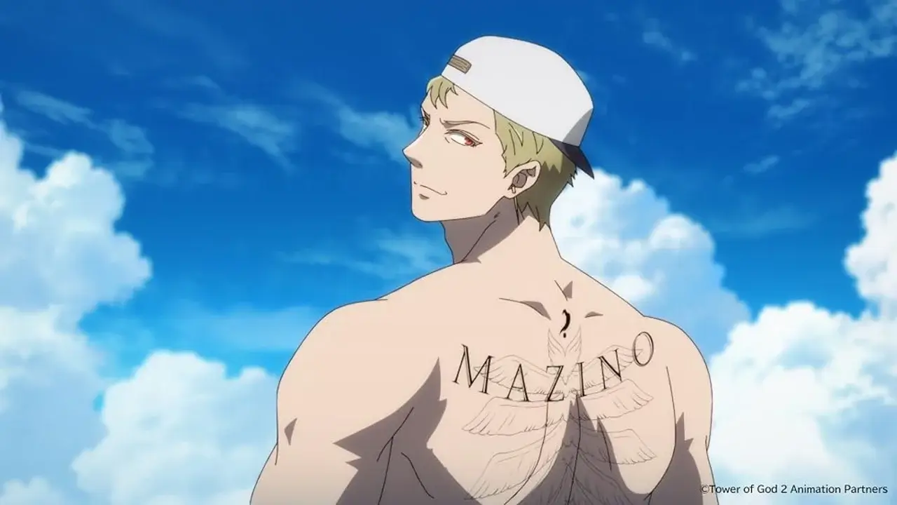 Urek Mazino de espaldas mostrando su tatuaje en Tower of God temporada 2