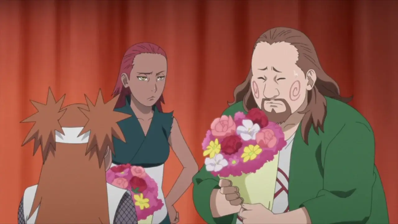 Choji le entrega un ramo de flores a Karui en Boruto, la pareja canon de Naruto más criticada por el fandom