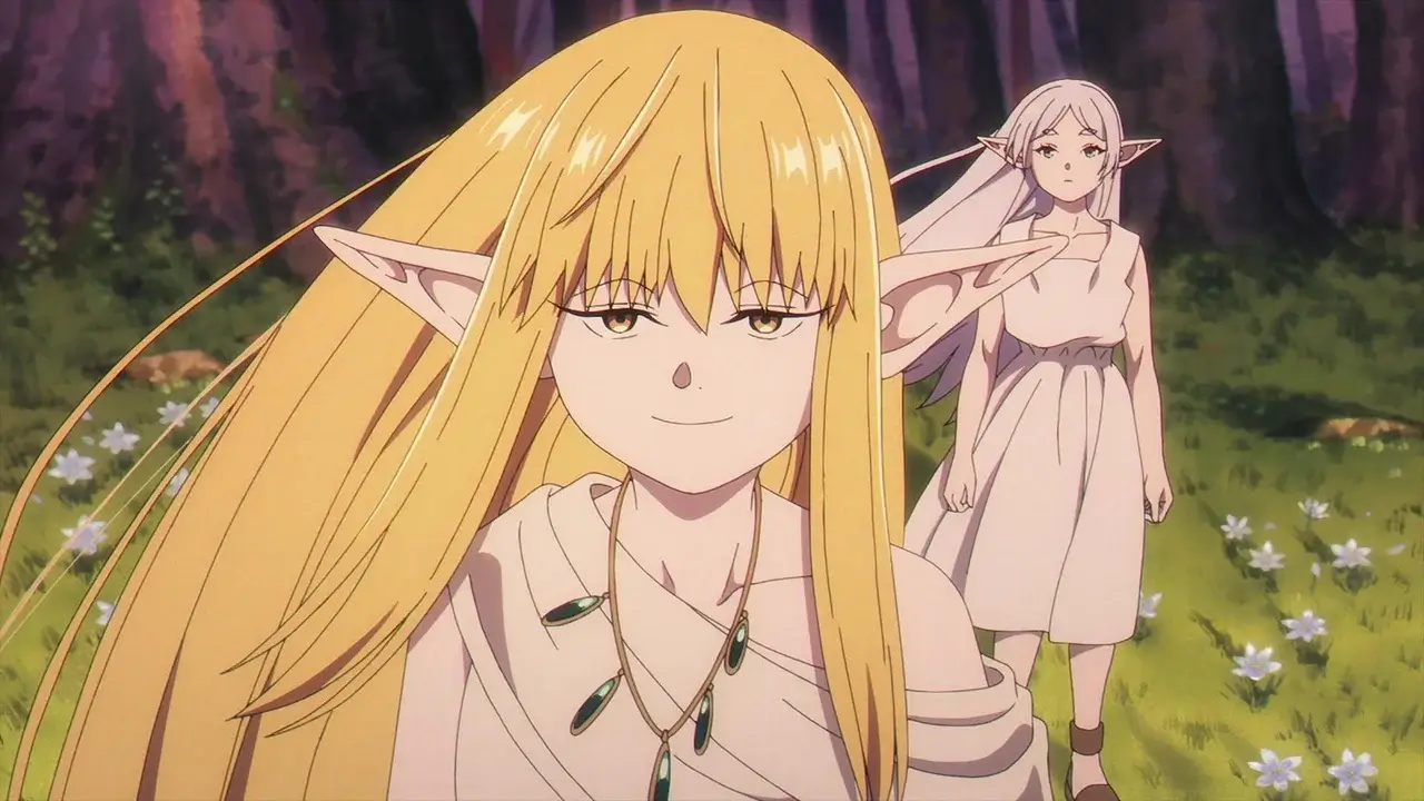 Serie y una joven elfa en el pasado de Frieren, escena clave del anime Sousou no Frieren