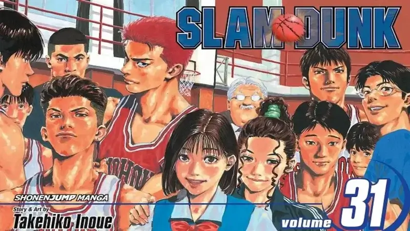 Portada del volumen 31 de Slam Dunk, el último tomo de la Edición Tradicional con el equipo Shohoku
