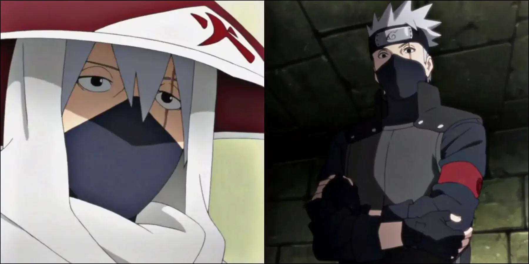 Comparativa de Kakashi Hatake como Sexto Hokage con su característico uniforme en Naruto Shippuden