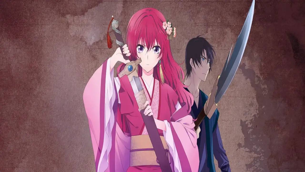 Princesa Yona y Son Hak desenvainando espada y lanza, personajes principales del anime y manga Akatsuki no Yona
